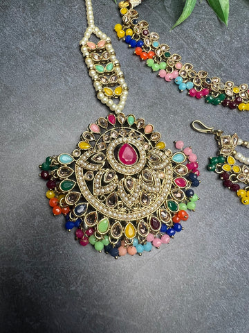 Image of Multi Colour Choker Set With Sahara Earrings