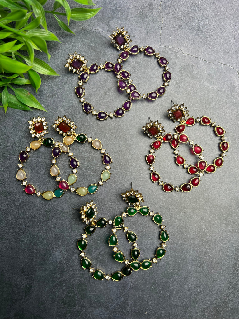Hoop Style Polki Earrings