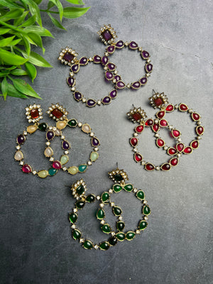 Hoop Style Polki Earrings
