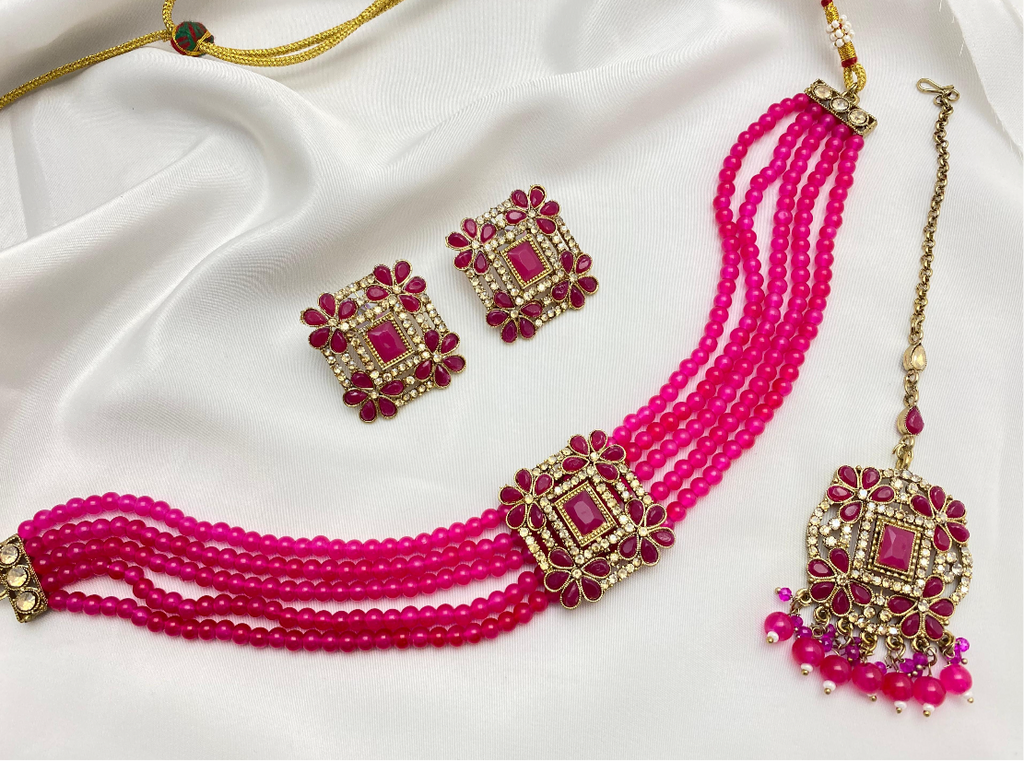 Hot Pink Collar Choker Set