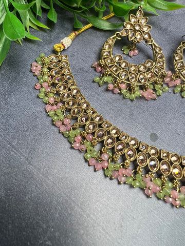 Image of Mint And Pink Polki Set