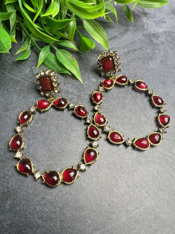 Image of Hoop Style Polki Earrings