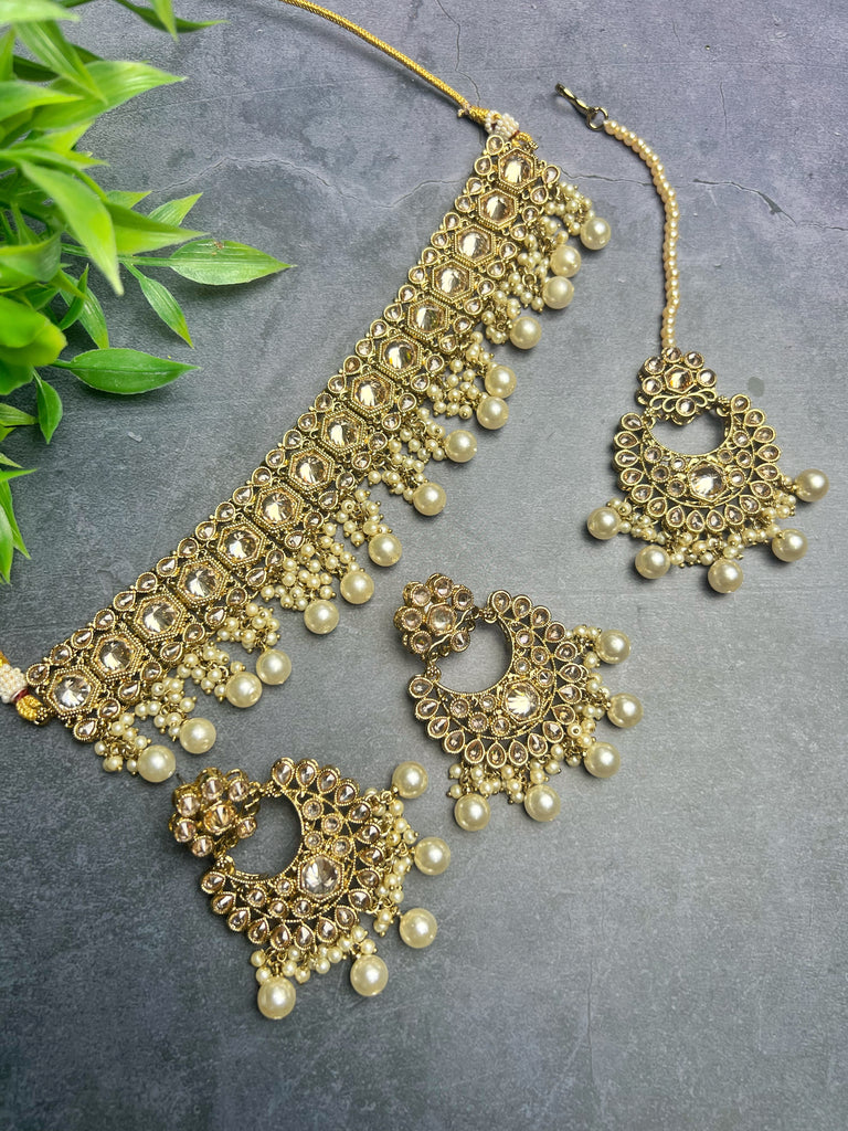 Champagne Gold Polki Choker Set