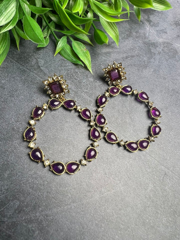 Image of Hoop Style Polki Earrings