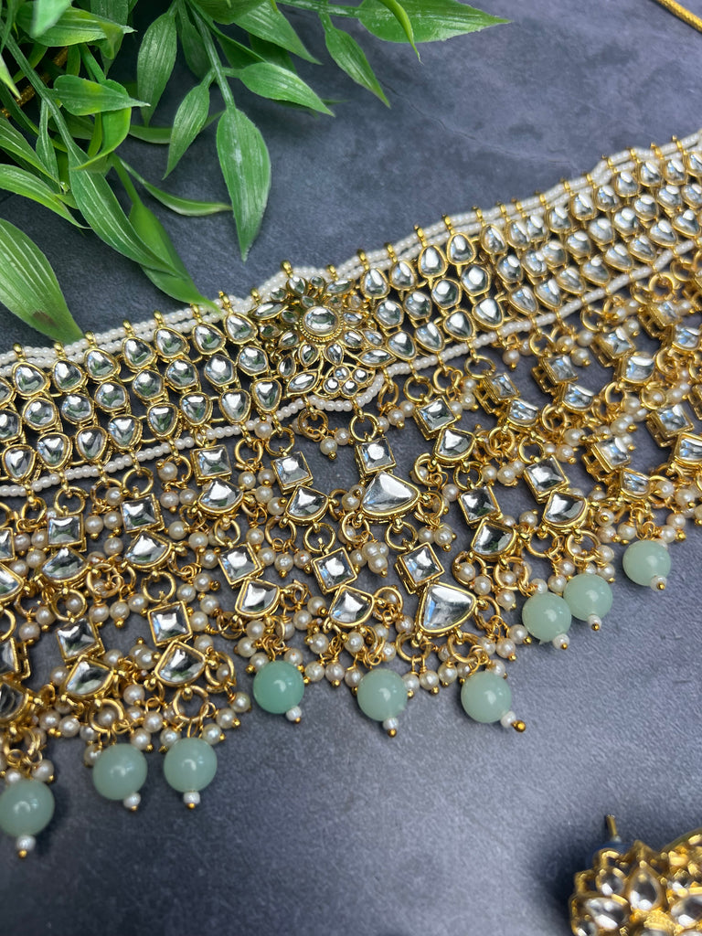 Kundan Mint Dangle Choker Set