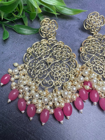 Image of Pink Intricate Earrings