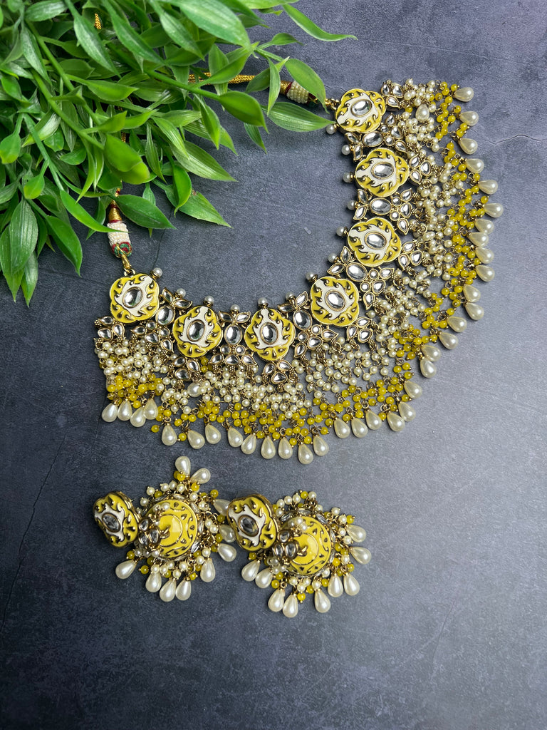 Meenakari Choker With Jhumki -3 Colours