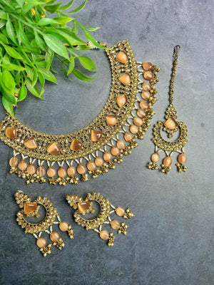 Peach Polki Choker Set