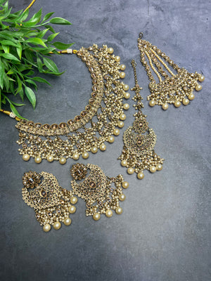 Champagne Gold Bridal Choker Set