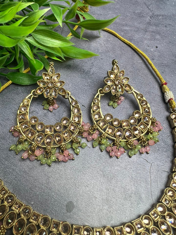 Image of Mint And Pink Polki Set