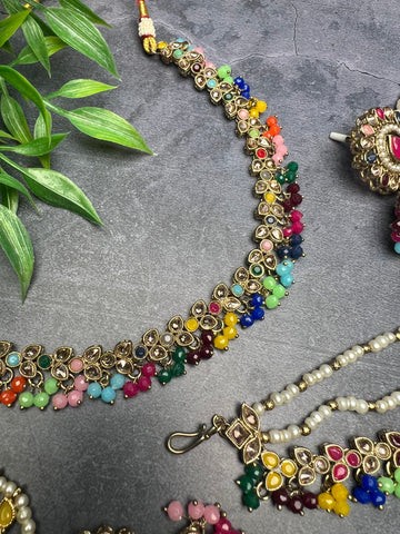 Image of Multi Colour Choker Set With Sahara Earrings
