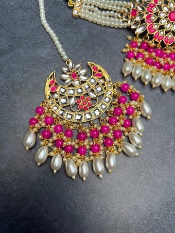 Image of Hot Pink Pachi Kundan Choker Set