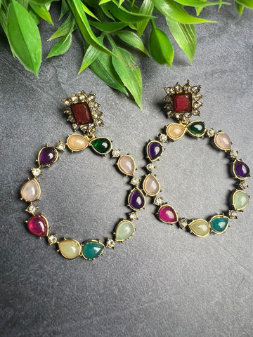 Image of Hoop Style Polki Earrings
