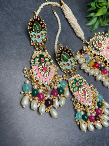 Image of Multi Colour Pachi Kundan Choker Set
