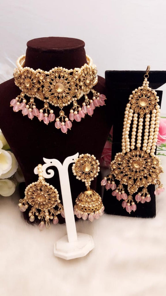Fancy Polki Choker Set With Passa