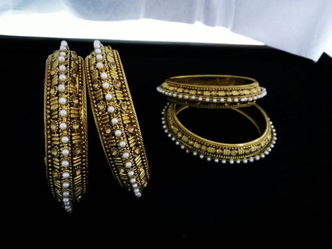 Image of Antique Kara With Moti Bangels