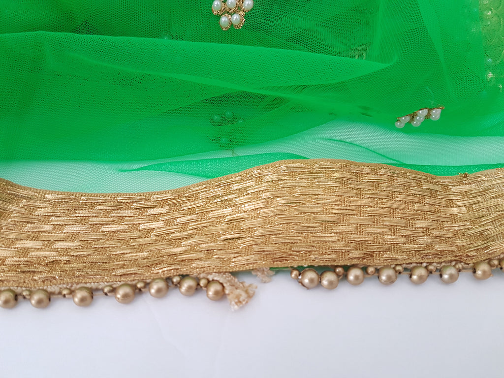 Green Net Dupatta - Clearance