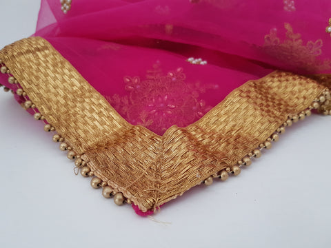Image of Fuchsia Net Dupatta - Clearance