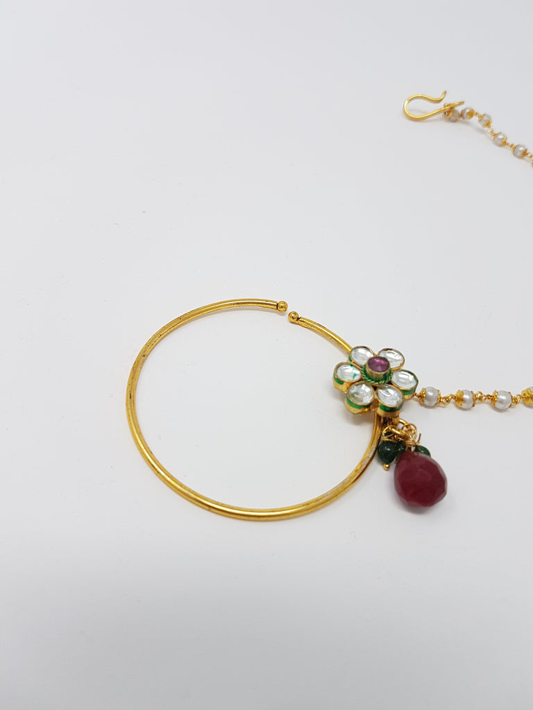 Large Kundan Flower Clip-on Nath
