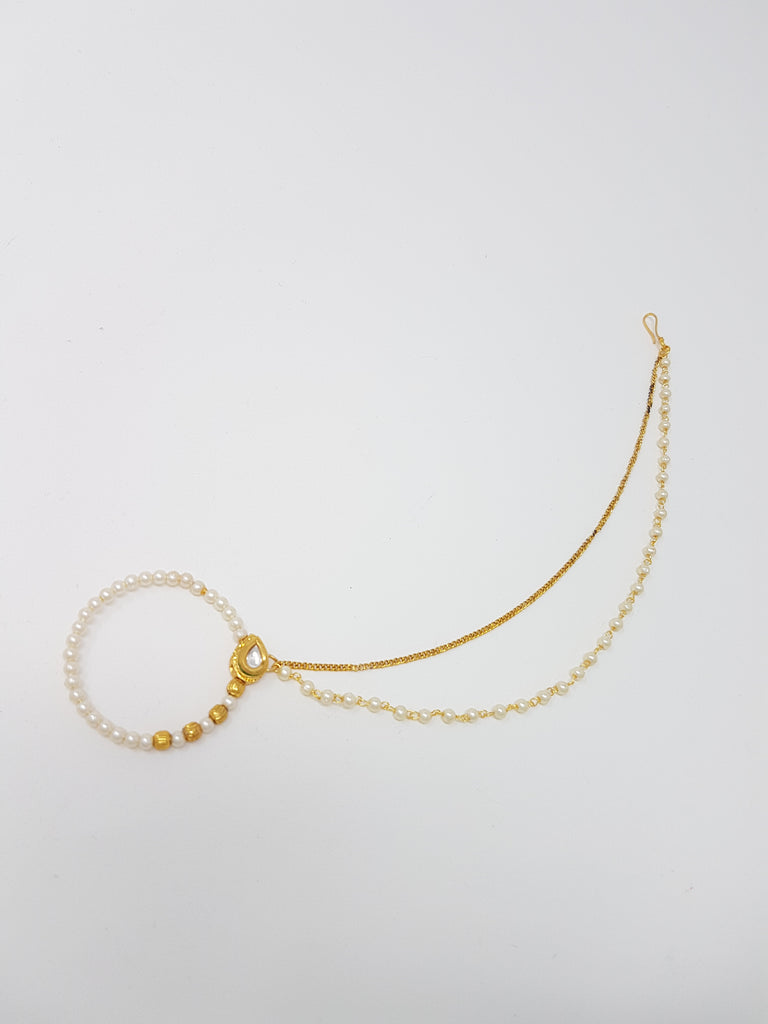 Large Double Chained Pearl Nath