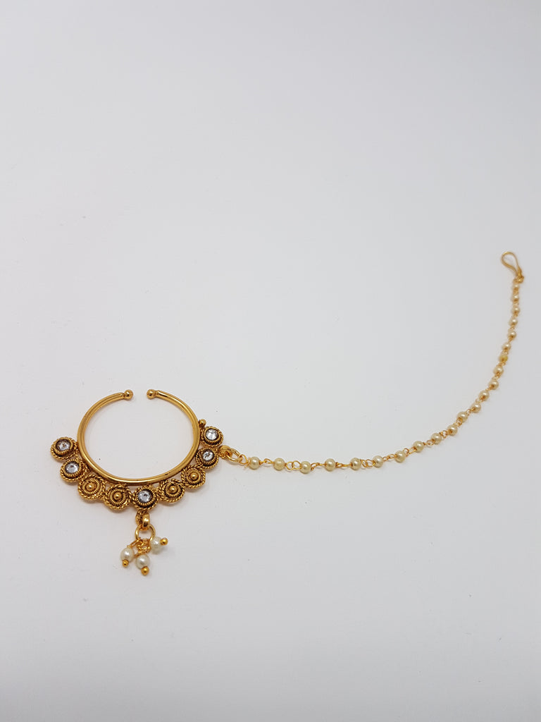 Polki Nath with Pearl Chain