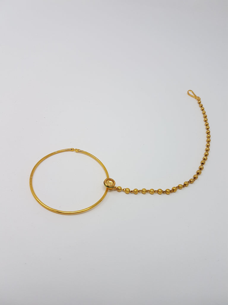 Simple Large Pearl Chained Nath