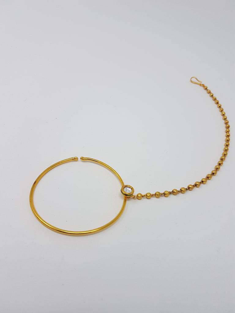 Simple Large Pearl Chained Nath