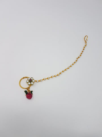 Image of Kundan Flower Clip-on Nath- Medium