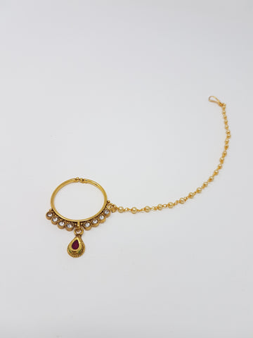 Image of Maroon Stone Clip-on Nath