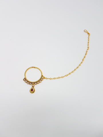 Image of Maroon Stone Clip-on Nath