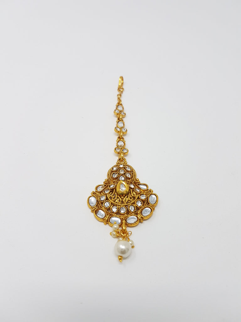 Kundan Tikka - Clear & Gold