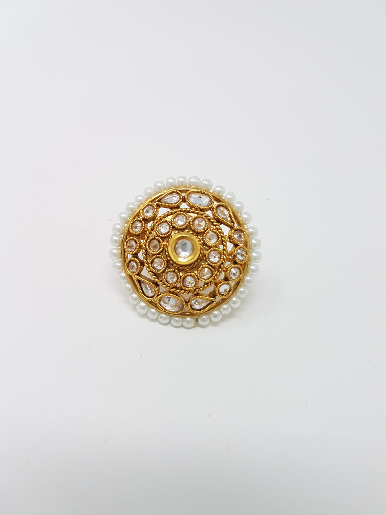 Polki Moti Ring - 3 Colours