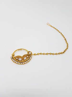Gold Toned Stone Clip On Nath