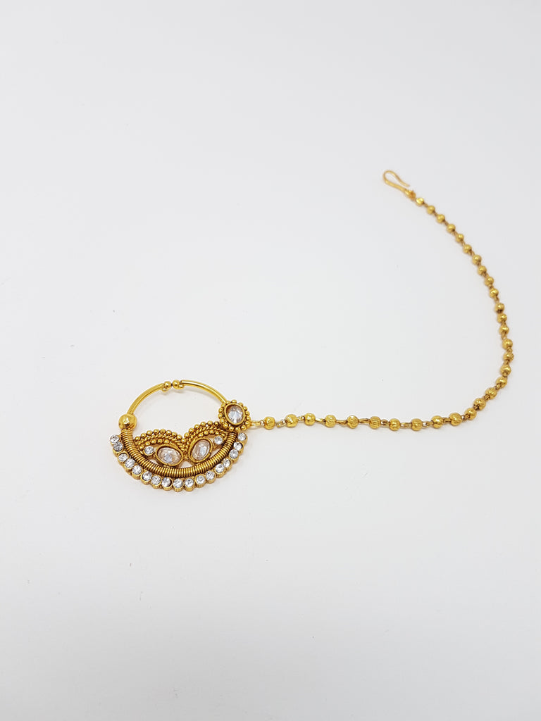Gold Toned Stone Clip On Nath