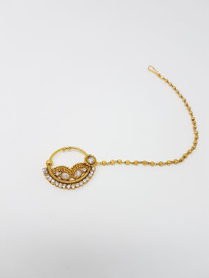 Gold Toned Stone Clip On Nath