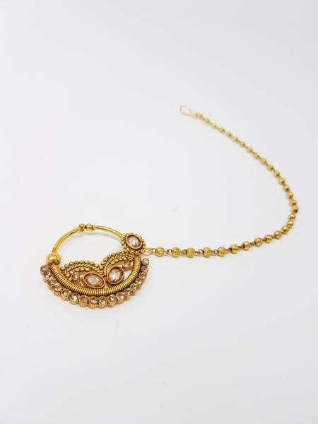 Gold Toned Stone Clip On Nath