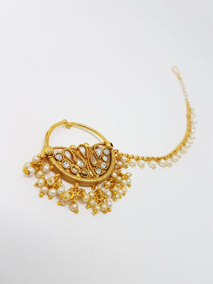 Bridal Polki Stone Clip On Nath