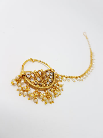 Image of Bridal Polki Stone Clip On Nath
