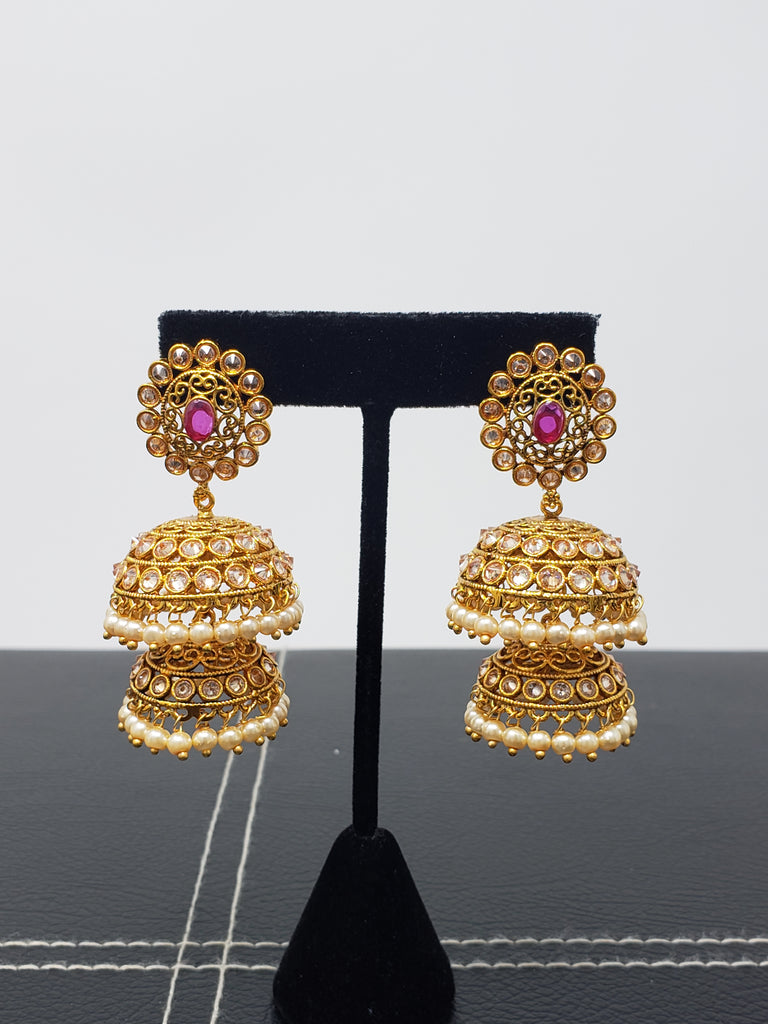 Double Polki Jhumkis