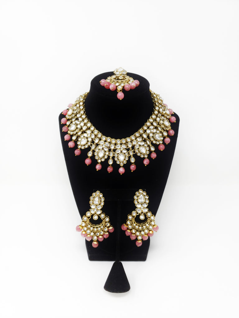 Kundan Choker Set- Maroon, Emerald Green Or Pink