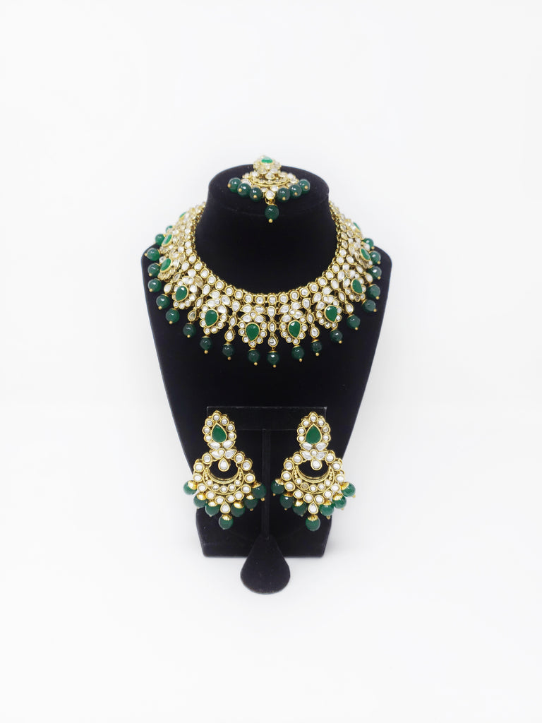 Kundan Choker Set- Maroon, Emerald Green Or Pink