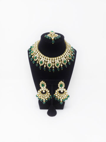Image of Kundan Choker Set- Maroon, Emerald Green Or Pink