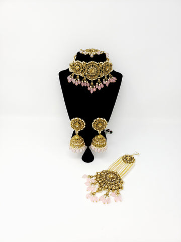 Image of Fancy Polki Choker Set With Passa
