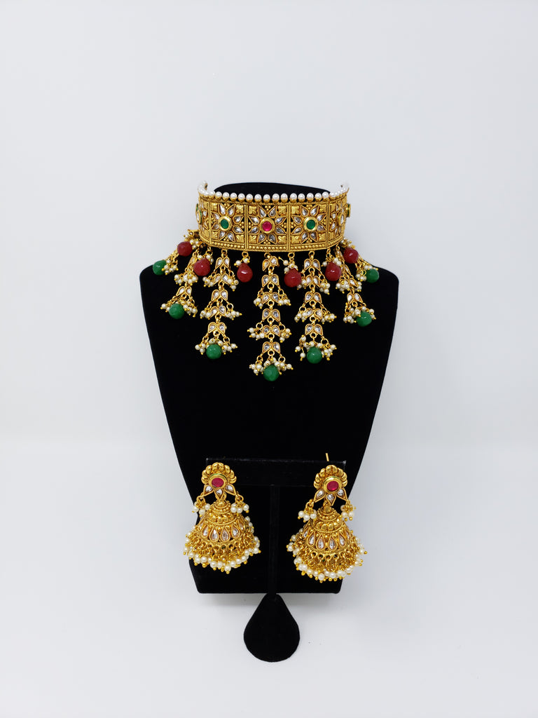 Red, Green & Pink Choker Set
