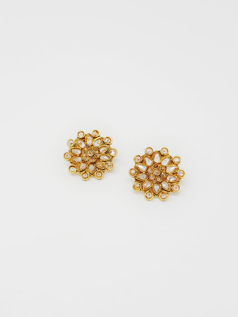 Gold Toned Polki Studs