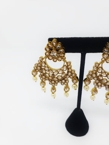 Image of Antique Chandbali Polki Earring Tikka Set