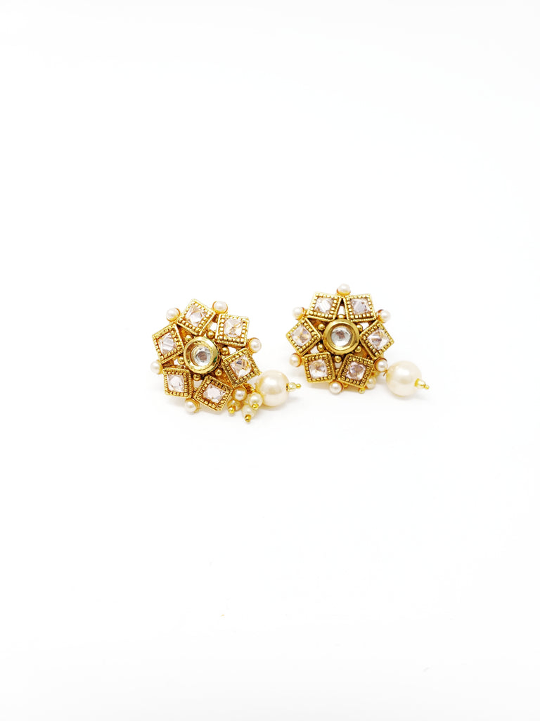 Polki Studs With Moti
