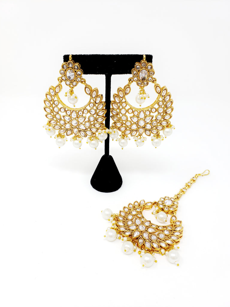 Petal Polki Earring Tikka Set