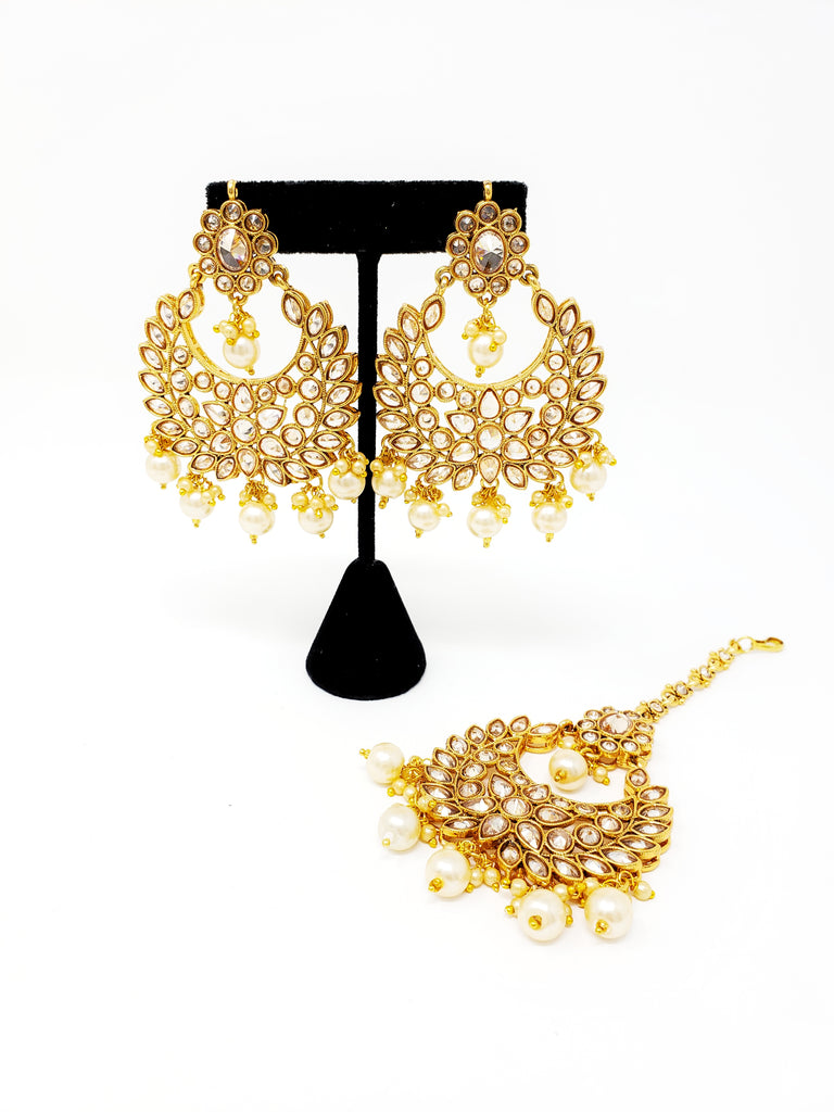 Petal Polki Earring Tikka Set