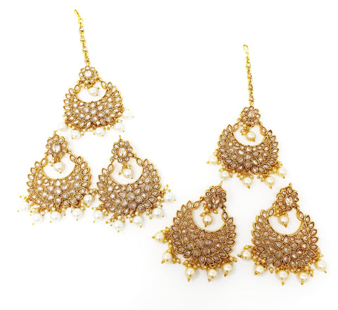 Image of Petal Polki Earring Tikka Set